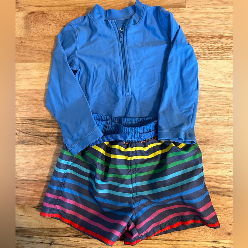 Primary boys swim suit (trunks and rash guard) size 12-18 months
